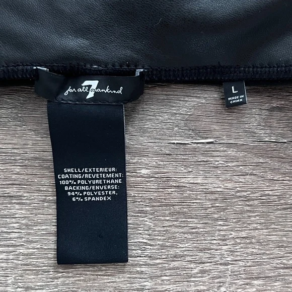 7 For All Mankind Black Faux Leather Moto Leggings NWOT Size L - Picture 16 of 16
